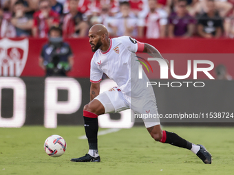 Marcos do Nascimento ''Marcao'' of Sevilla FC controls the ball during the La Liga EA Sports match between Sevilla FC and Girona CF at Nuevo...