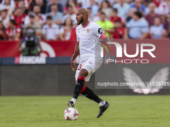 Marcos do Nascimento ''Marcao'' of Sevilla FC controls the ball during the La Liga EA Sports match between Sevilla FC and Girona CF at Nuevo...