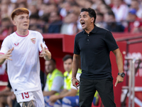 Miguel Angel Sanchez ''Michel'', head coach of Girona FC, gives instructions during the La Liga EA Sports match between Sevilla FC and Giron...