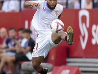 Chidera Ejuke of Sevilla FC controls the ball during the La Liga EA Sports match between Sevilla FC and Girona CF at Nuevo Mirandilla in Sev...