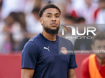 Arnau Danjuma of Girona FC during the La Liga EA Sports match between Sevilla FC and Girona CF at Nuevo Mirandilla in Seville, Spain, on Sep...