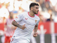 Isaac Romero of Sevilla FC is in action during the La Liga EA Sports match between Sevilla FC and Girona CF at Nuevo Mirandilla in Seville,...