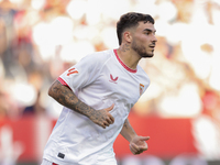 Isaac Romero of Sevilla FC is in action during the La Liga EA Sports match between Sevilla FC and Girona CF at Nuevo Mirandilla in Seville,...