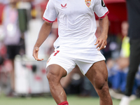 Chidera Ejuke of Sevilla FC runs with the ball during the La Liga EA Sports match between Sevilla FC and Girona CF at Nuevo Mirandilla in Se...