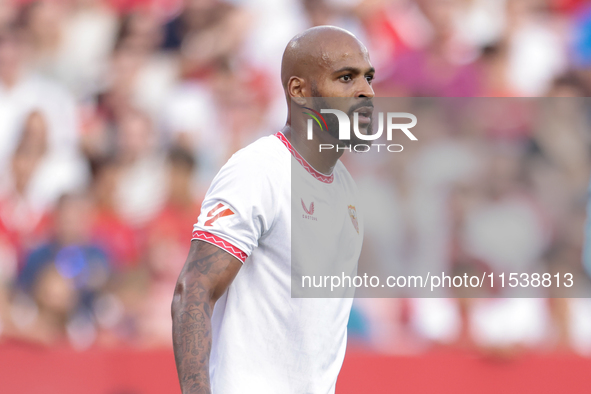 Marcos do Nacimiento ''Marcao'' of Sevilla FC is in action during the La Liga EA Sports match between Sevilla FC and Girona CF at Nuevo Mira...