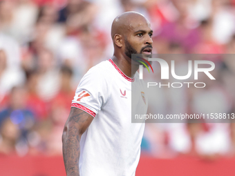 Marcos do Nacimiento ''Marcao'' of Sevilla FC is in action during the La Liga EA Sports match between Sevilla FC and Girona CF at Nuevo Mira...