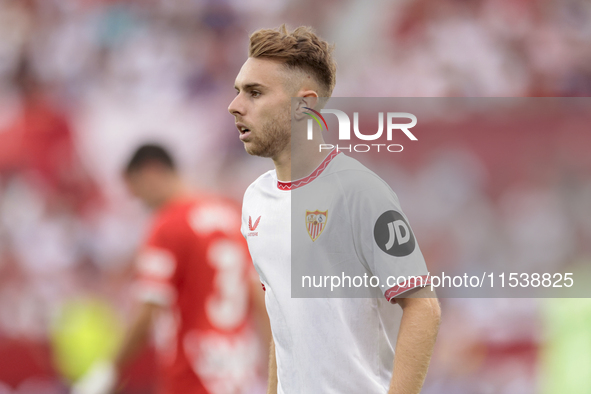 Peque Fernandez of Sevilla FC during the La Liga EA Sports match between Sevilla FC and Girona CF at Nuevo Mirandilla in Seville, Spain, on...