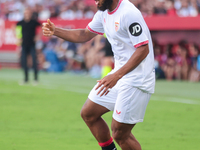 Chidera Ejuke of Sevilla FC controls the ball during the La Liga EA Sports match between Sevilla FC and Girona CF at Nuevo Mirandilla in Sev...