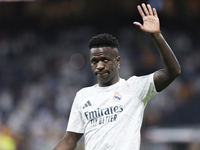 Vinicius Jr of Real Madrid during the La Liga 2024/25 match between Real Madrid and Real Betis at Santiago Bernabeu Stadium in Madrid, Spain...