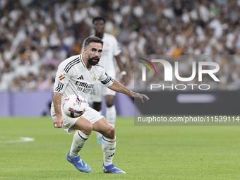 Daniel Carvajal of Real Madrid is in action during the La Liga 2024/25 match between Real Madrid and Real Betis at Santiago Bernabeu Stadium...