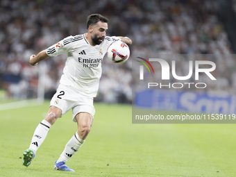 Daniel Carvajal of Real Madrid is in action during the La Liga 2024/25 match between Real Madrid and Real Betis at Santiago Bernabeu Stadium...