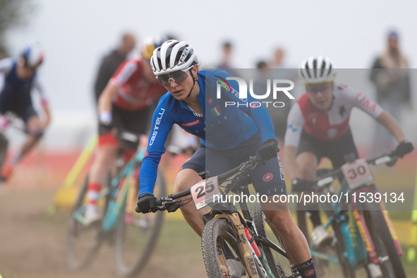 Chiara Teocchi of Italy participates in the UCI Mountain Bike World Championships Women in Pal Arinsal, Andorra, on September 1, 2024. 