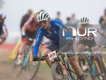 Chiara Teocchi of Italy participates in the UCI Mountain Bike World Championships Women in Pal Arinsal, Andorra, on September 1, 2024. (