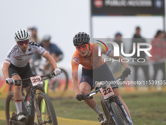 Anne Terpstra of the Netherlands participates in the UCI Mountain Bike World Championships Women in Pal Arinsal, Andorra, on September 1, 20...