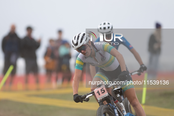 Rebecca Henderson of Austria participates in the UCI Mountain Bike World Championships Women in Pal Arinsal, Andorra, on September 1, 2024. 