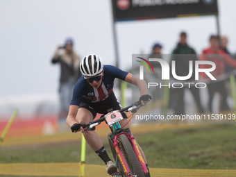 Haley Batten of the USA participates in the UCI Mountain Bike World Championships Women in Pal Arinsal, Andorra, on September 1, 2024. (