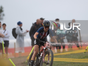 Savilia Blunk of the USA competes in the UCI Mountain Bike World Championships Women in Pal Arinsal, Andorra, on September 1, 2024. (