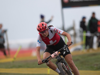 Alessandra Keller of Switzerland competes in the UCI Mountain Bike World Championships Women in Pal Arinsal, Andorra, on September 1, 2024....