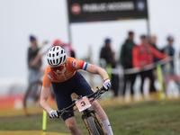 Puck Pieterse of Nederland participates in the UCI Mountain Bike World Championships Women in Pal Arinsal, Andorra, on September 1, 2024. (