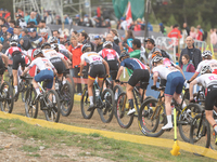 Cyclists participate in the UCI Mountain Bike World Championships Women in Pal Arinsal, Andorra, on September 1, 2024. (