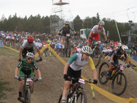 Cyclists participate in the UCI Mountain Bike World Championships Women in Pal Arinsal, Andorra, on September 1, 2024. (