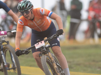 Anne Tauber of the Netherlands competes in the UCI Mountain Bike World Championships Women in Pal Arinsal, Andorra, on September 1, 2024. (