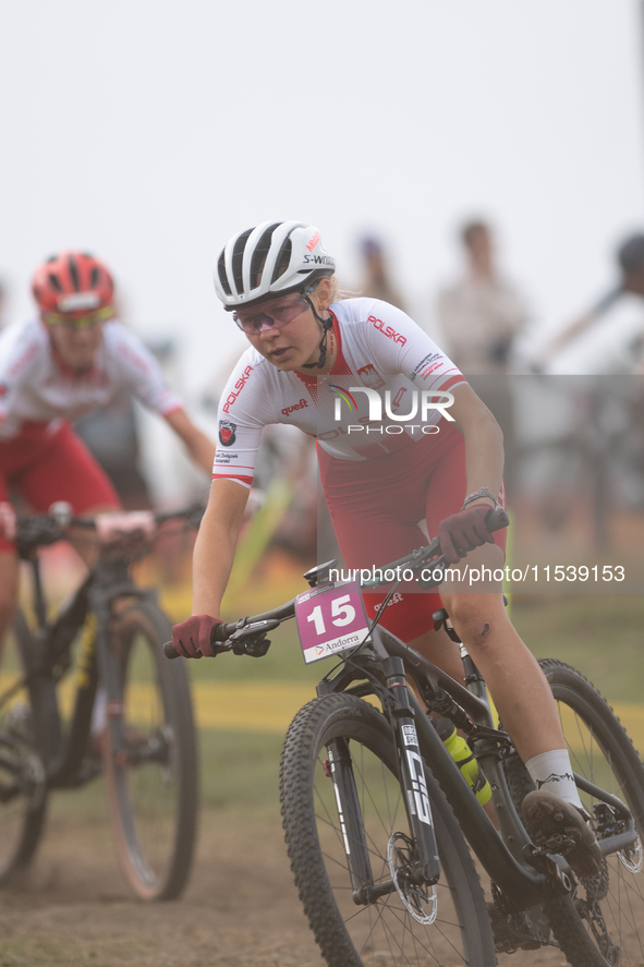 Matylda Szczecinska of Poland competes in the UCI Mountain Bike World Championships Women Under 23 in Pal Arinsal, Andorra, on September 1,...