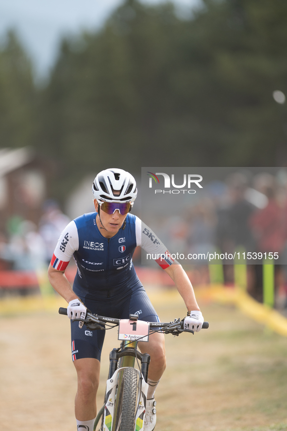 Candice Lill of South Africa participates in the UCI Mountain Bike World Championships Women in Pal Arinsal, Andorra, on September 1, 2024. 