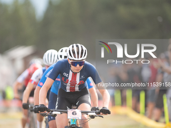 Haley Batten of the USA participates in the UCI Mountain Bike World Championships Women in Pal Arinsal, Andorra, on September 1, 2024. (