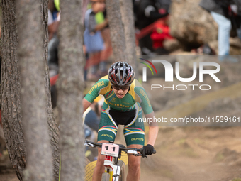 Candice Lill of South Africa participates in the UCI Mountain Bike World Championships Women in Pal Arinsal, Andorra, on September 1, 2024....