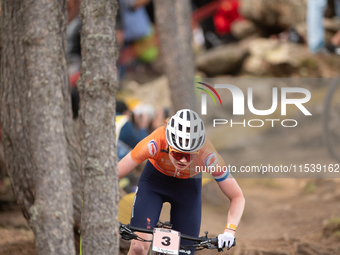 Puck Pieterse of Nederland participates in the UCI Mountain Bike World Championships Women in Pal Arinsal, Andorra, on September 1, 2024. (