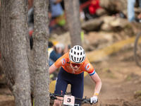 Puck Pieterse of Nederland participates in the UCI Mountain Bike World Championships Women in Pal Arinsal, Andorra, on September 1, 2024. (