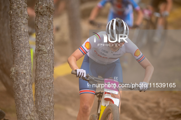 Ella Maclean-Howell of Great Britain participates in the UCI Mountain Bike World Championships Women Under 23 in Pal Arinsal, Andorra, on Se...