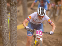 Ella Maclean-Howell of Great Britain participates in the UCI Mountain Bike World Championships Women Under 23 in Pal Arinsal, Andorra, on Se...