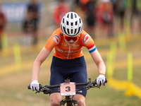 Puck Pieterse of Nederland participates in the UCI Mountain Bike World Championships Women in Pal Arinsal, Andorra, on September 1, 2024. (