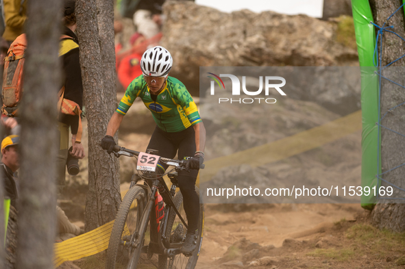 Hercilia Ferreira of Brazil participates in the UCI Mountain Bike World Championships Women in Pal Arinsal, Andorra, on September 1, 2024. 