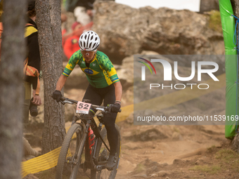 Hercilia Ferreira of Brazil participates in the UCI Mountain Bike World Championships Women in Pal Arinsal, Andorra, on September 1, 2024. (