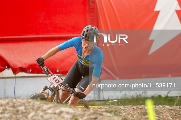 Jenny Rissveds of Sweden competes in the UCI Mountain Bike World Championships Women in Pal Arinsal, Andorra, on September 1, 2024. 