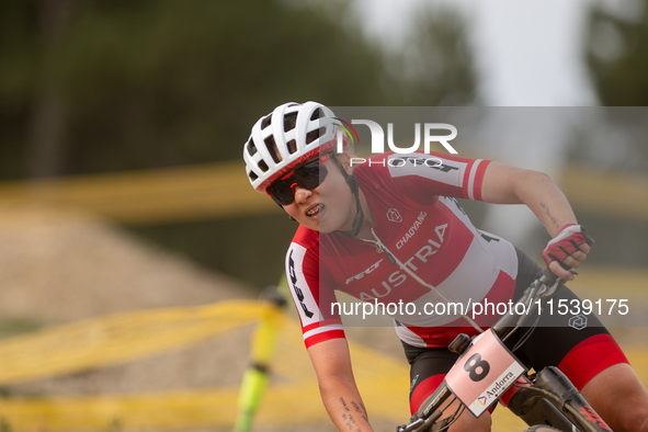 Mona Mitterwallner of Austria participates in the UCI Mountain Bike World Championships Women in Pal Arinsal, Andorra, on September 1, 2024....