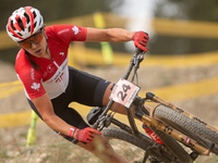 Jennifer Jackson of Canada participates in the UCI Mountain Bike World Championships Women in Pal Arinsal, Andorra, on September 1, 2024. (