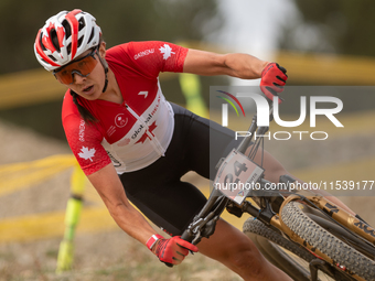 Jennifer Jackson of Canada participates in the UCI Mountain Bike World Championships Women in Pal Arinsal, Andorra, on September 1, 2024. (