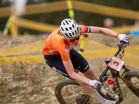 Puck Pieterse of Nederland participates in the UCI Mountain Bike World Championships Women in Pal Arinsal, Andorra, on September 1, 2024. (