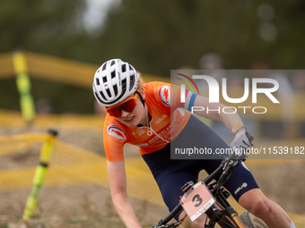 Puck Pieterse of Nederland participates in the UCI Mountain Bike World Championships Women in Pal Arinsal, Andorra, on September 1, 2024. (