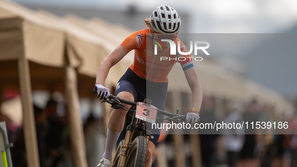 Puck Pieterse of Nederland participates in the UCI Mountain Bike World Championships Women in Pal Arinsal, Andorra, on September 1, 2024. 