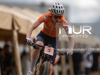 Puck Pieterse of Nederland participates in the UCI Mountain Bike World Championships Women in Pal Arinsal, Andorra, on September 1, 2024. (