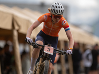 Puck Pieterse of Nederland participates in the UCI Mountain Bike World Championships Women in Pal Arinsal, Andorra, on September 1, 2024. (