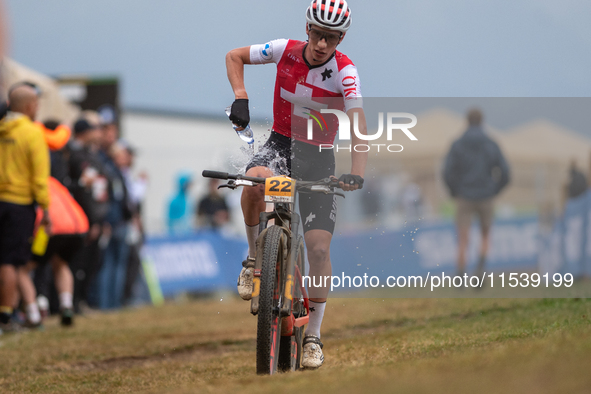 Maxime Lhomme of Switzerland competes in the UCI Mountain Bike World Championships Men Under 23 Race in Pal Arinsal, Andorra, on September 1...