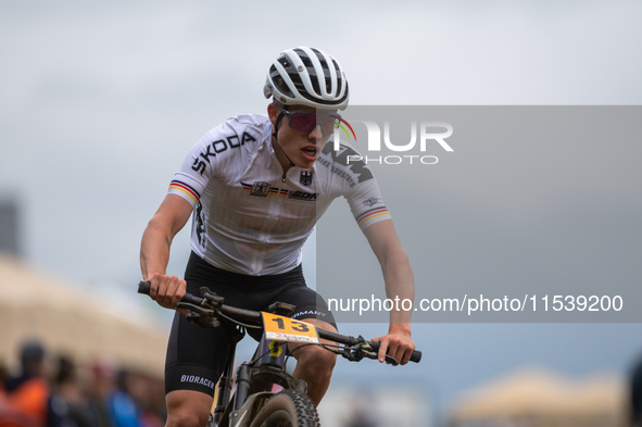 Lennart-Jan Krayer of Germany competes in the UCI Mountain Bike World Championships Men Under 23 Race in Pal Arinsal, Andorra, on September...