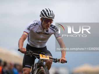 Lennart-Jan Krayer of Germany competes in the UCI Mountain Bike World Championships Men Under 23 Race in Pal Arinsal, Andorra, on September...