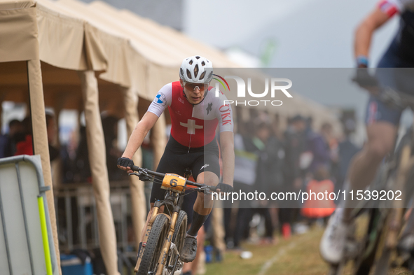 Dario Lillo of Switzerland competes in the UCI Mountain Bike World Championships Men Under 23 Race in Pal Arinsal, Andorra, on September 1,...